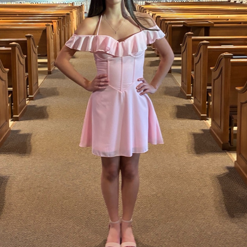 Pink Off-Shoulder Dress - Picture 8 of 8